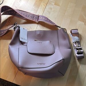 Mersi Lavender Shoulder Bag with Wallet and Extra Strap.  NWT